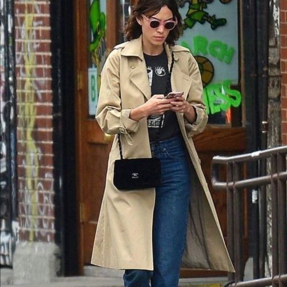 CLEARANCE Trench Coat Beige Camel Color Vegan Ultra Suede Cloth Size Small - Picture 6 of 8